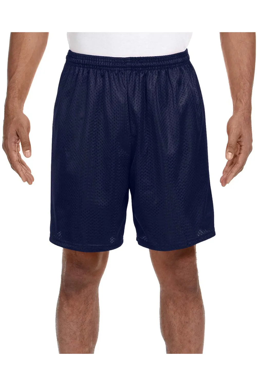 A4 Mens Moisture Wicking Mesh Shorts - Navy Blue