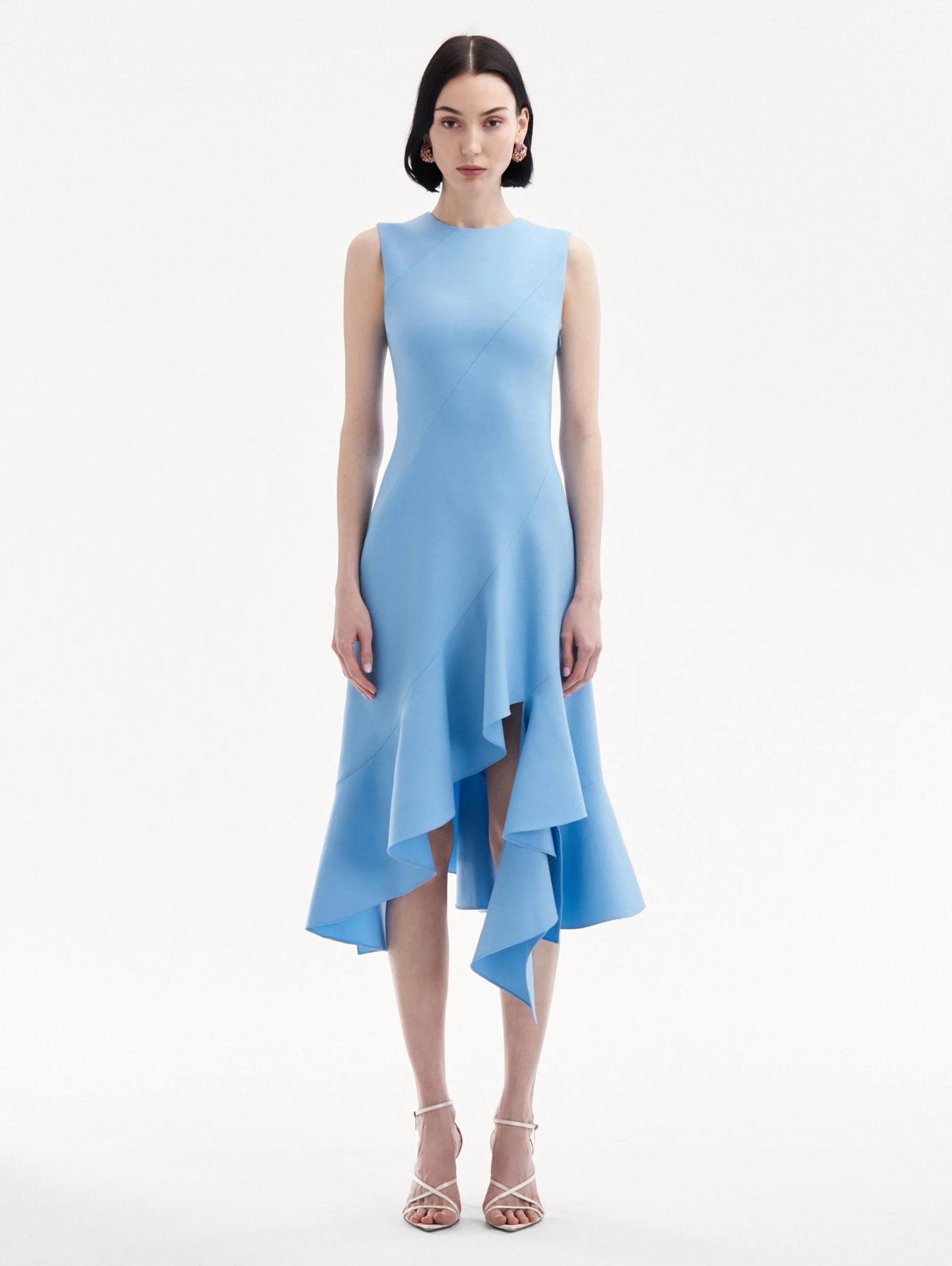 Asymmetrical Hem Wool Dress