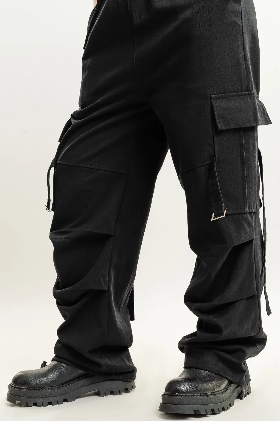 Black Street Style Cargo Pant