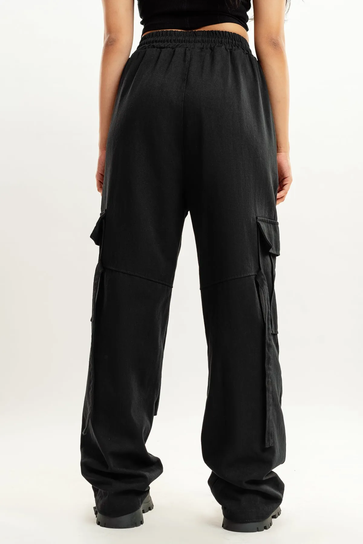 Black Street Style Cargo Pant