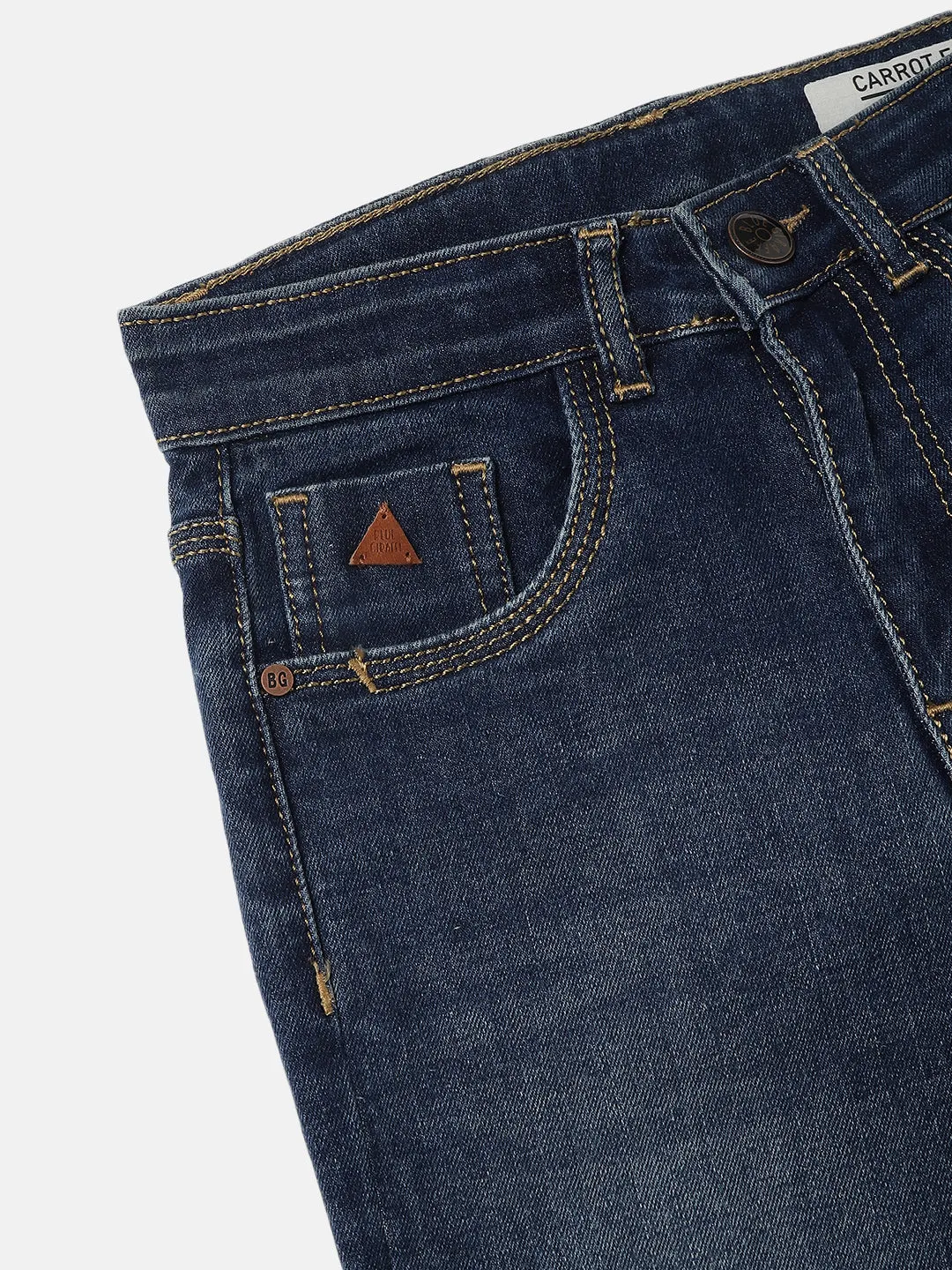 Blue Giraffe Boys Mid Blue Washed Carrot Fit Jeans