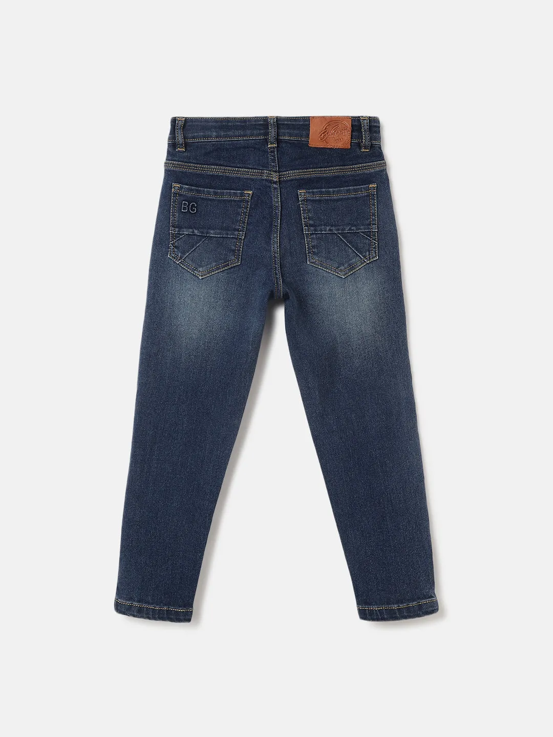 Blue Giraffe Boys Mid Blue Washed Carrot Fit Jeans