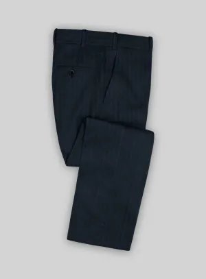 Caccioppoli Herringbone Blue Cotton Pants