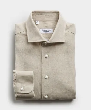 Camiceria E. Maffeis Organic Solid Cotton/Linen Dress Shirt in Beige