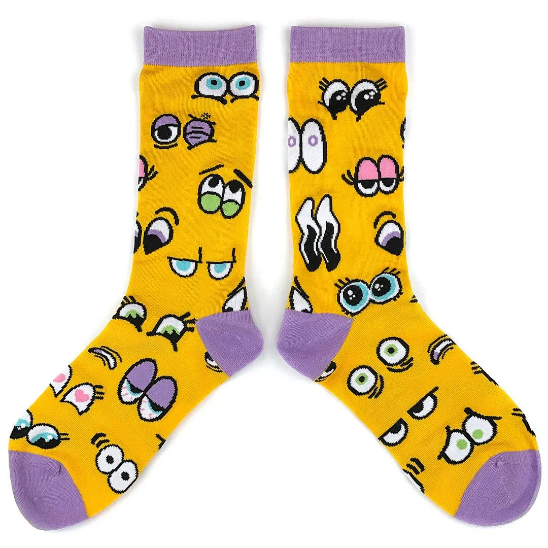 Cartoon Eyes Crew Socks