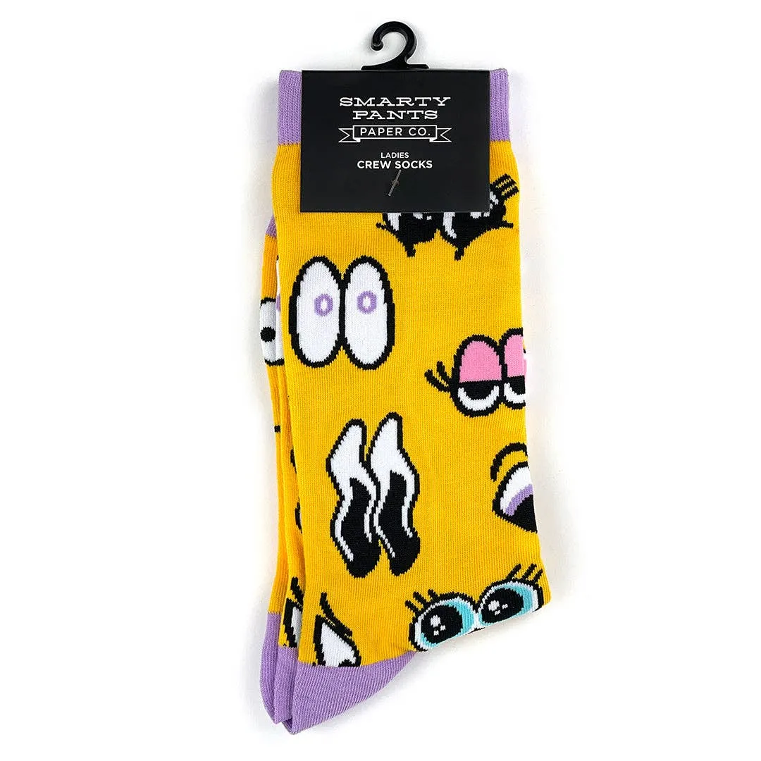 Cartoon Eyes Crew Socks