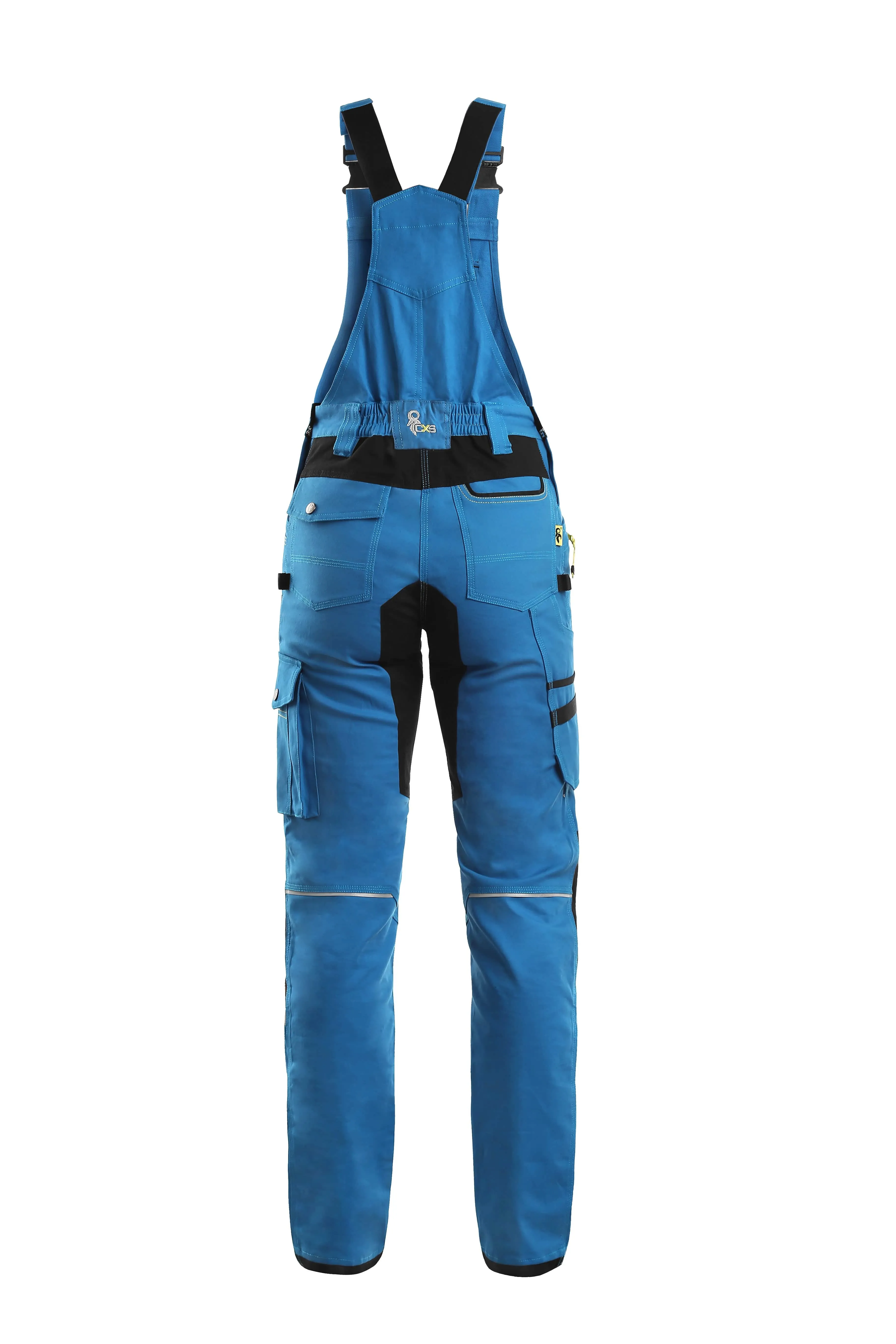 CXS STRETCH, BRIGHT BLUE-BLACK, WOMEN ́S WORKING PANTS WITH BIB