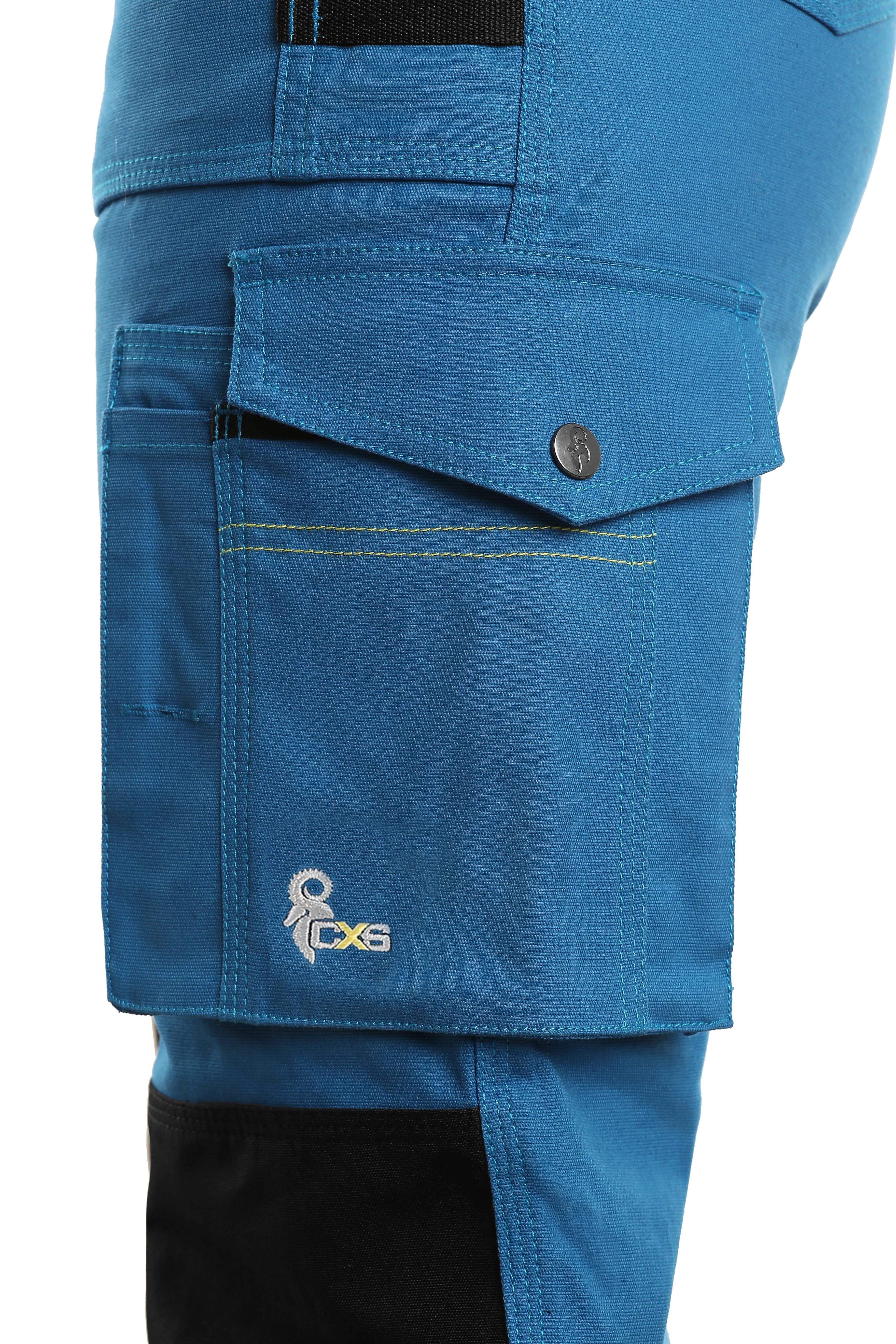 CXS STRETCH, BRIGHT BLUE-BLACK, WOMEN ́S WORKING PANTS WITH BIB