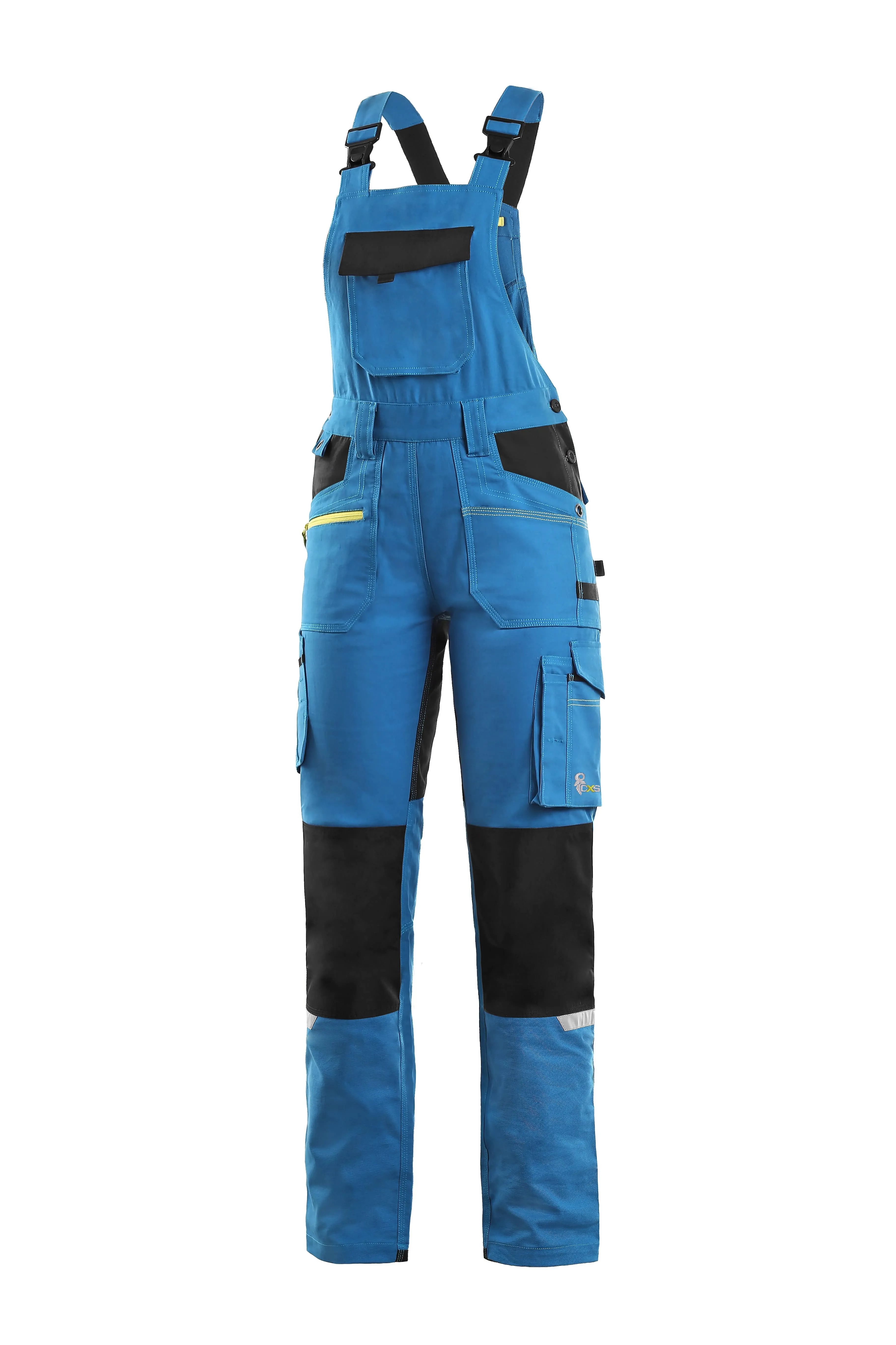 CXS STRETCH, BRIGHT BLUE-BLACK, WOMEN ́S WORKING PANTS WITH BIB