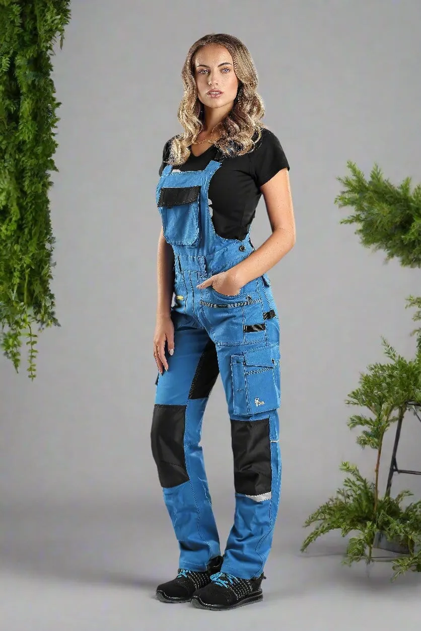 CXS STRETCH, BRIGHT BLUE-BLACK, WOMEN ́S WORKING PANTS WITH BIB