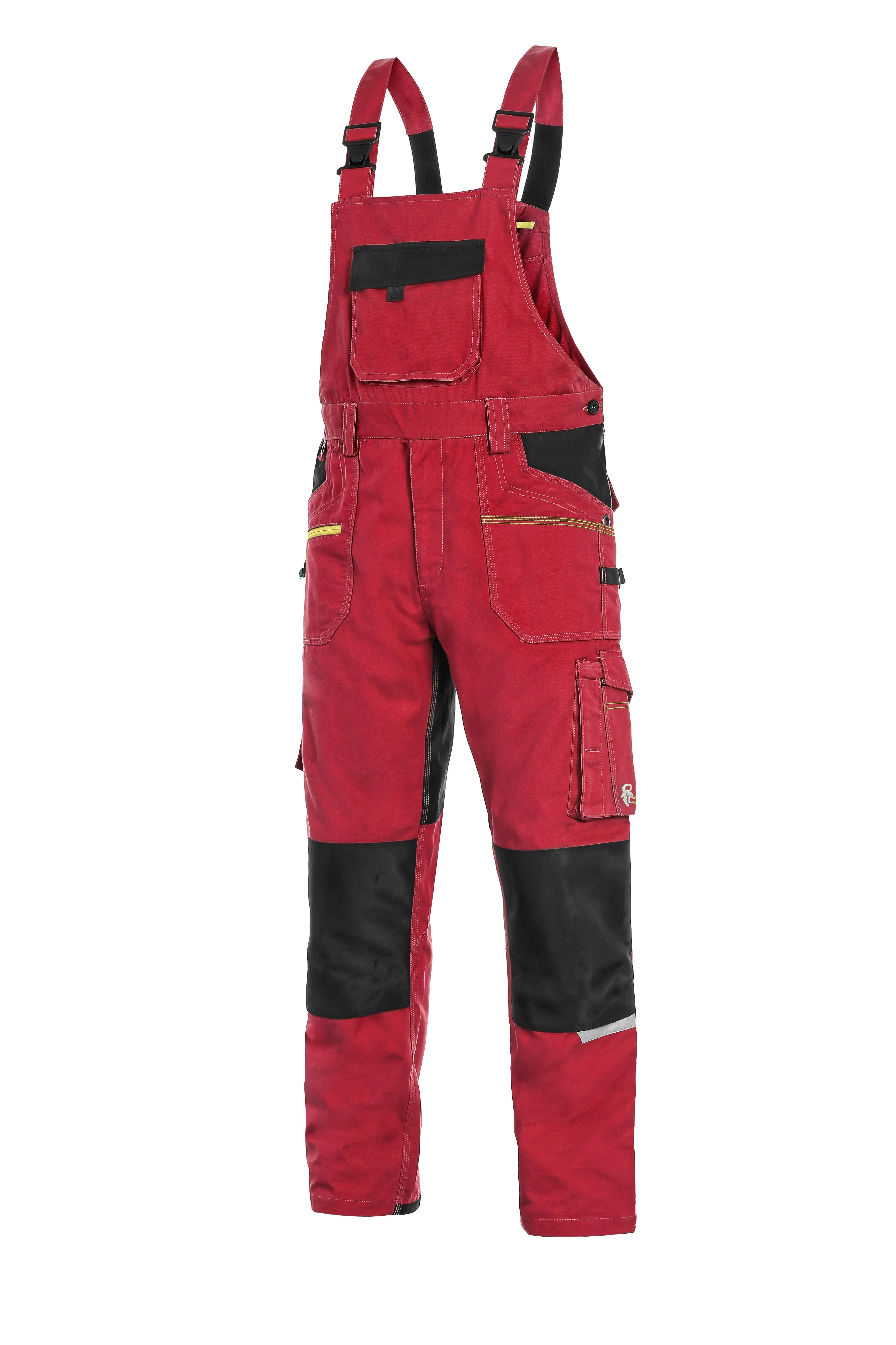 CXS STRETCH, RED-BLACK, MEN ́S WORK PANTS WITH BIB