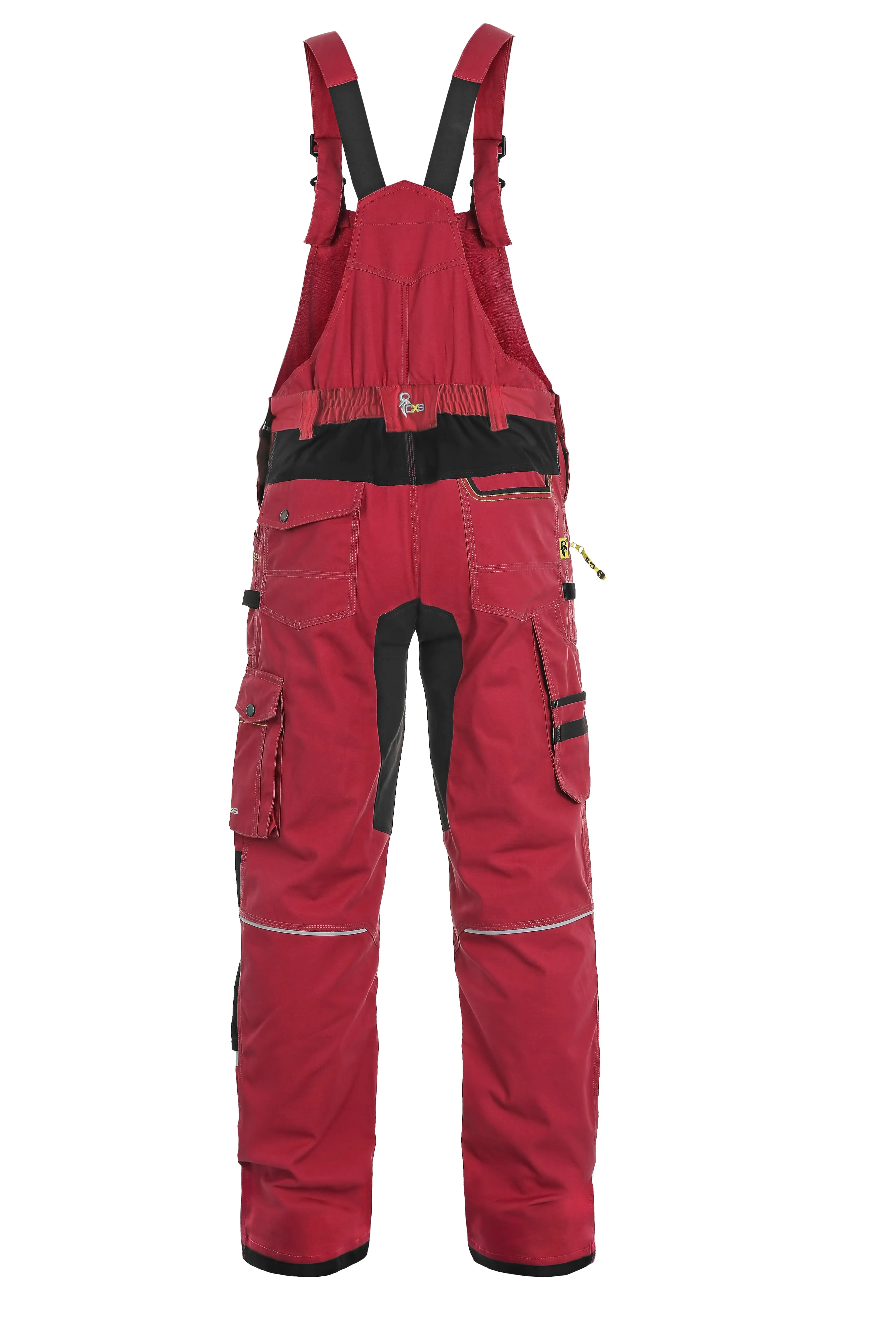 CXS STRETCH, RED-BLACK, MEN ́S WORK PANTS WITH BIB