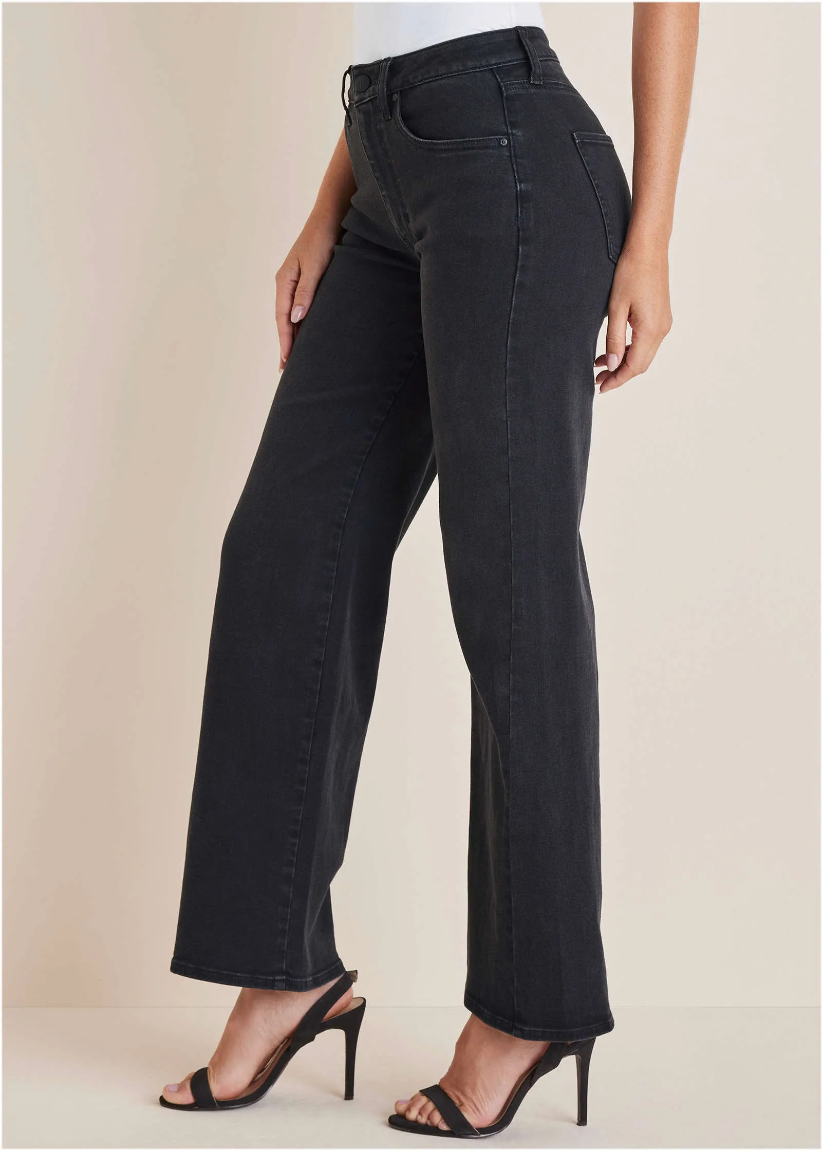 Farrah Wide Leg Jeans  - Black Wash