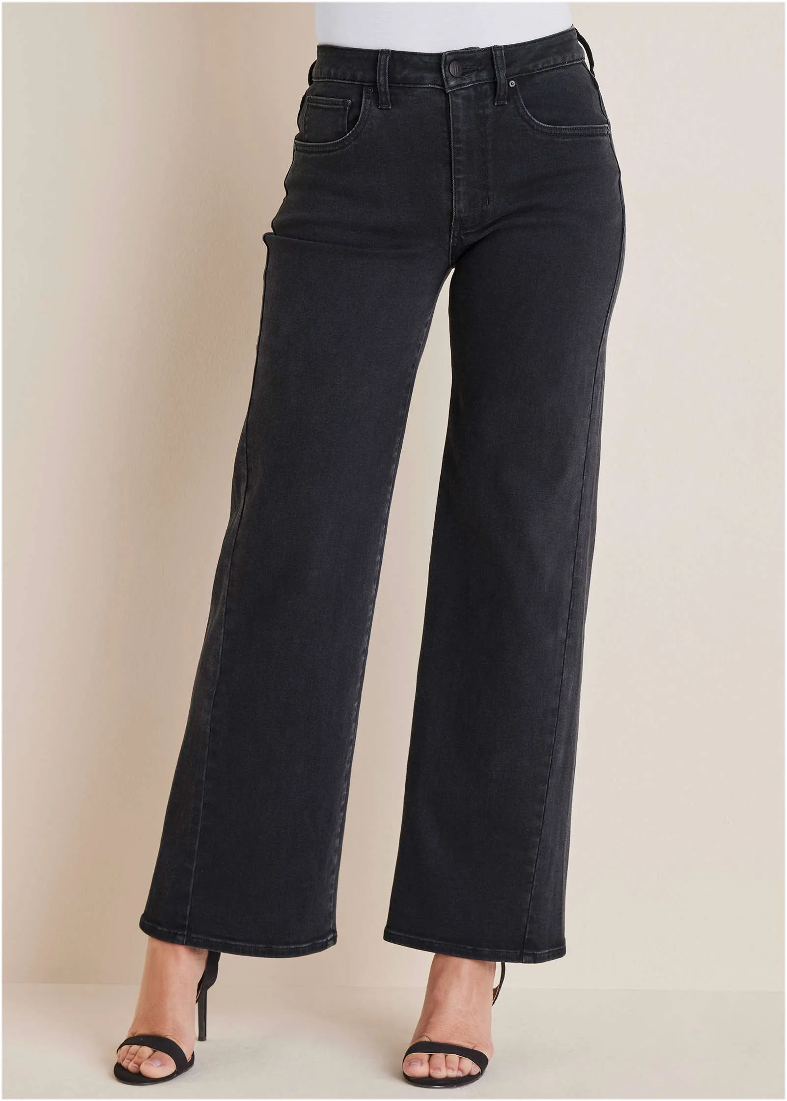 Farrah Wide Leg Jeans  - Black Wash