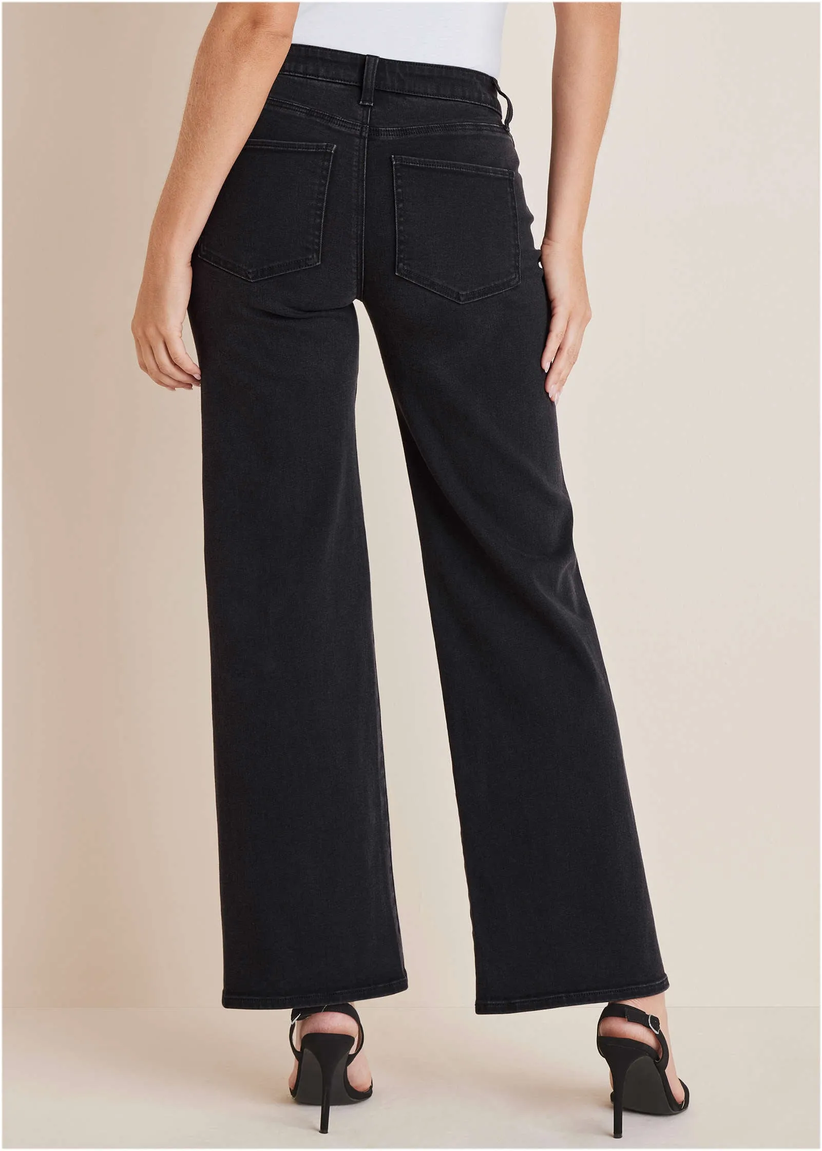 Farrah Wide Leg Jeans  - Black Wash