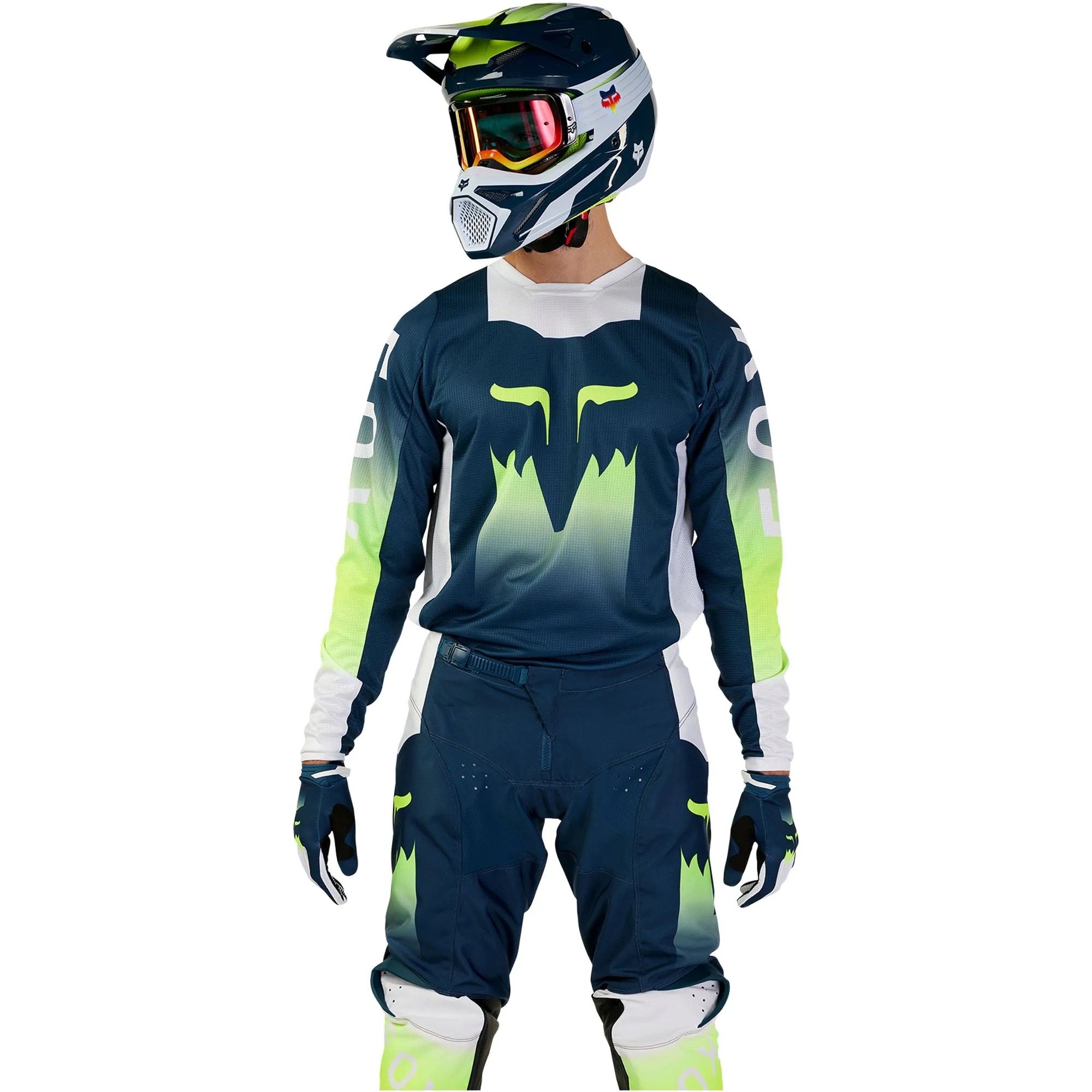 Fox Racing  Mens 180 Flora Offroad Jersey Moisture Wicking Drop-Tail Dark Indigo