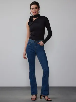 High Rise Curved Yoke Bootcut Jeans