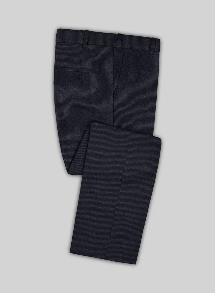 Italian Jague Blue Pinstripe Flannel Pants