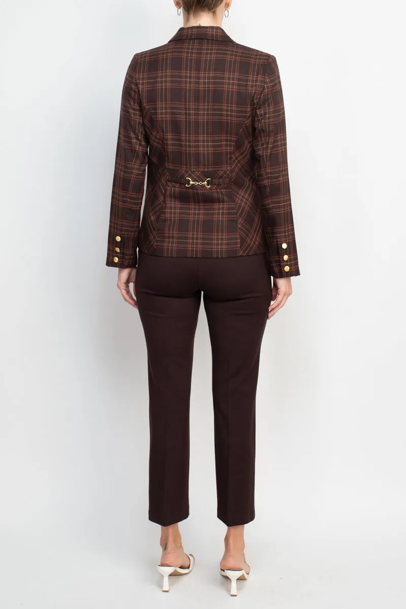 Nanette Nanette Lepore notched collar one button woven jacket with mid waist straight ponte pant