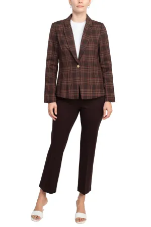 Nanette Nanette Lepore notched collar one button woven jacket with mid waist straight ponte pant