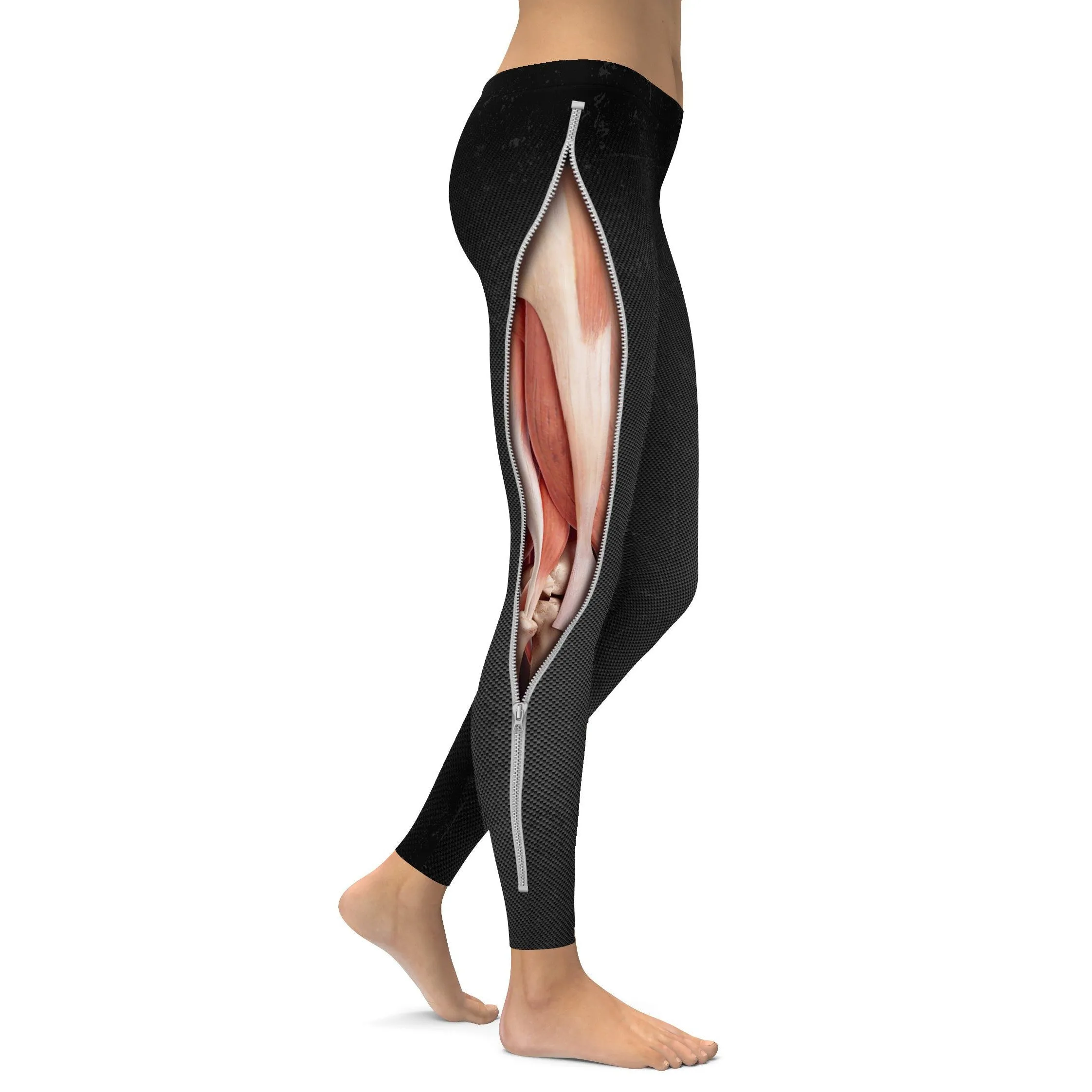 Realistic Muscles with Zipper Leggings