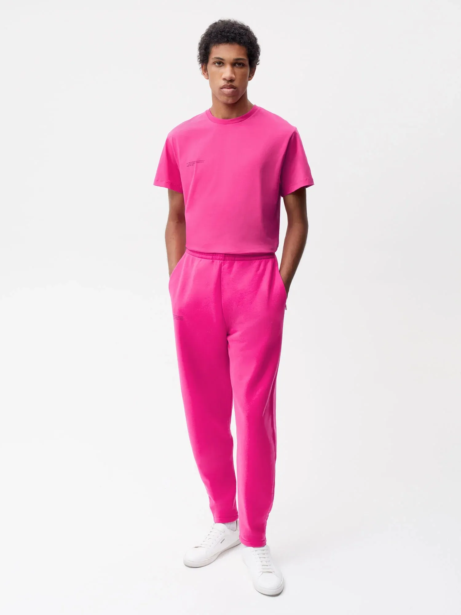 Recycled Cotton Tapered Track Pants—foxglove pink