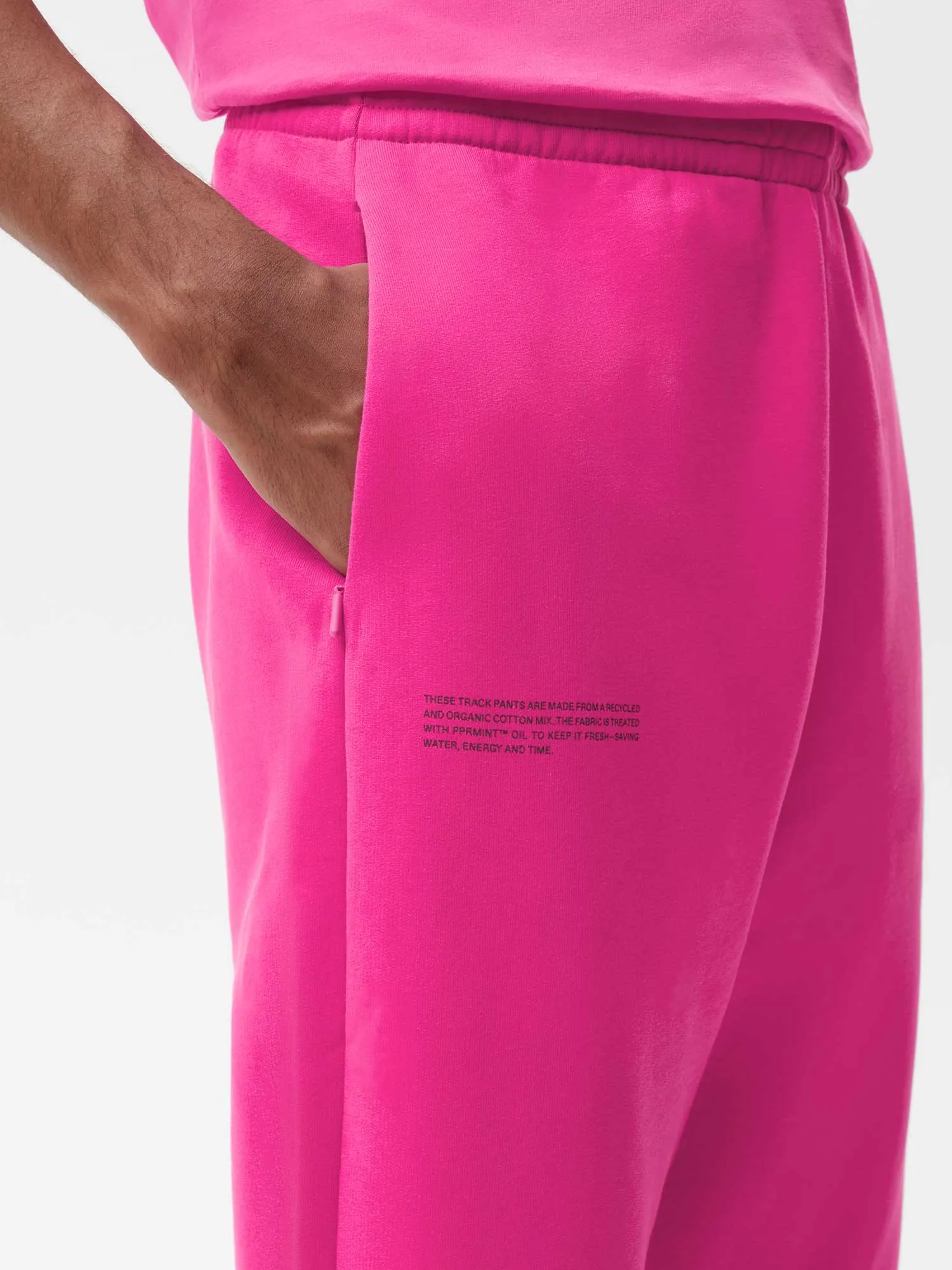 Recycled Cotton Tapered Track Pants—foxglove pink