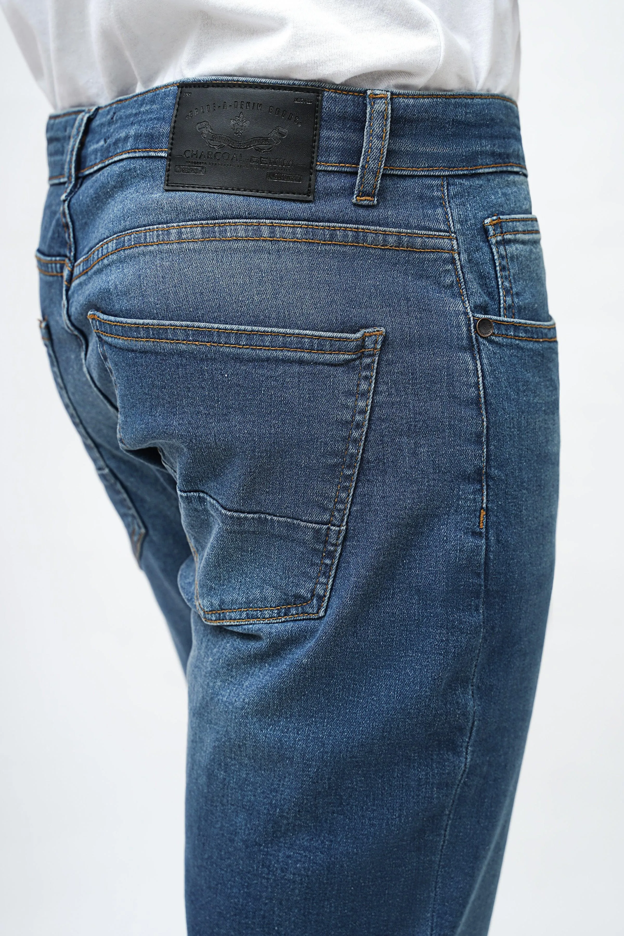 SLIM FIT MID BLUE DENIM JEAN