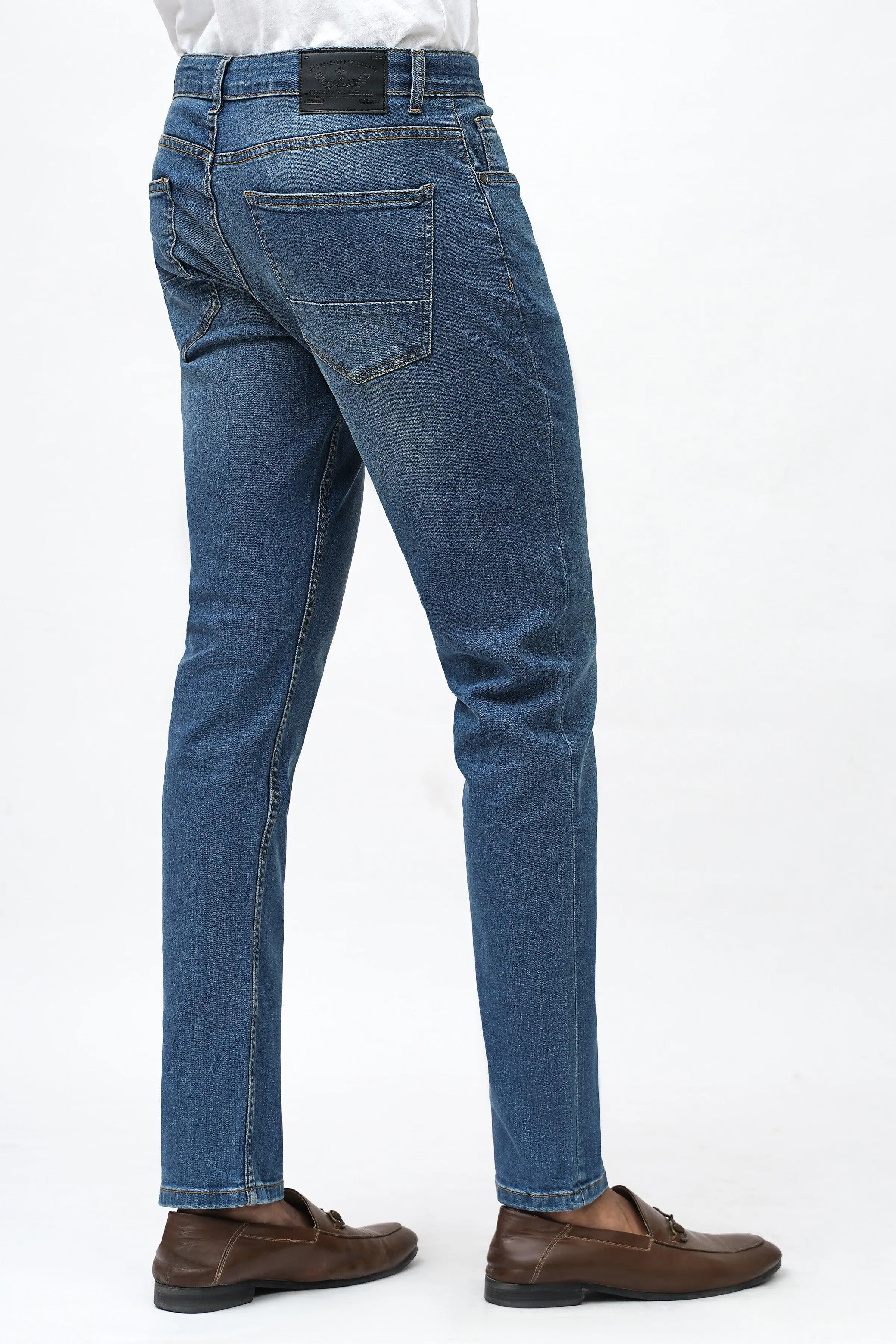 SLIM FIT MID BLUE DENIM JEAN