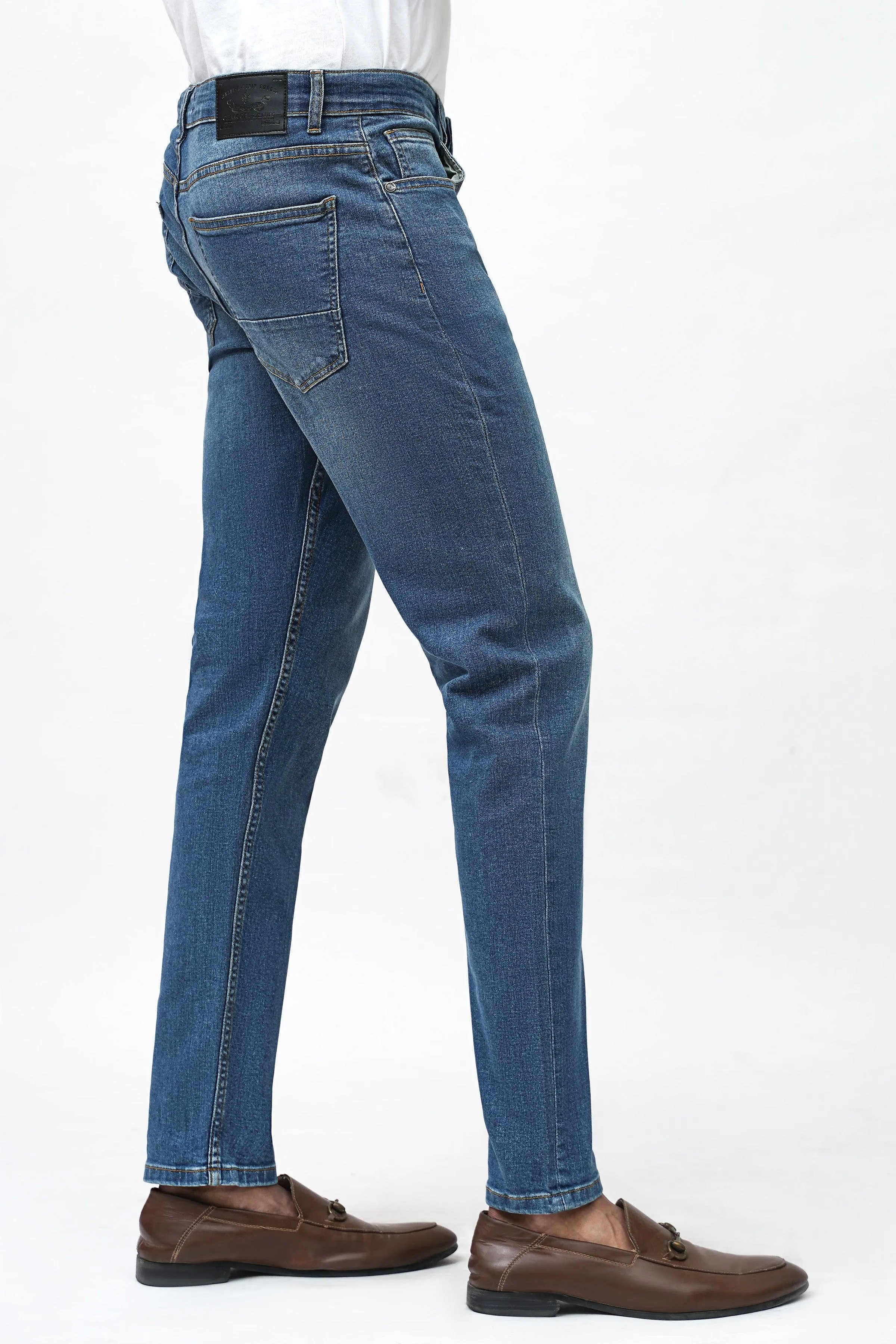 SLIM FIT MID BLUE DENIM JEAN