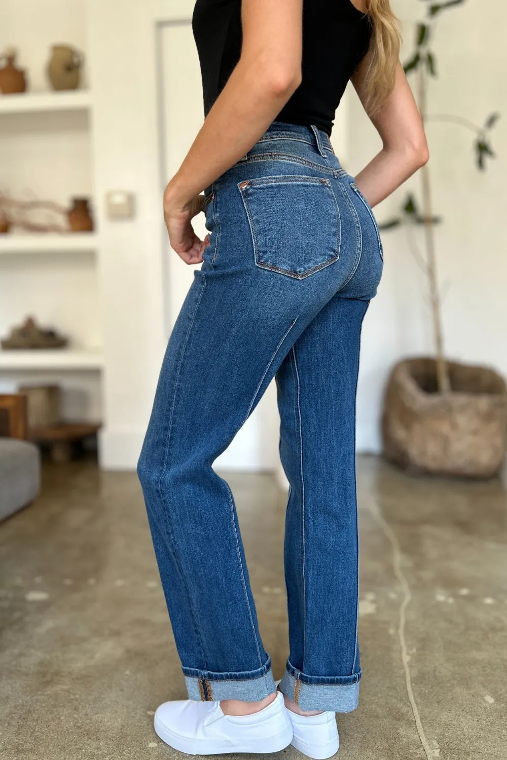 TEEK - JB Full Size High Waist Front Seam Straight Jeans