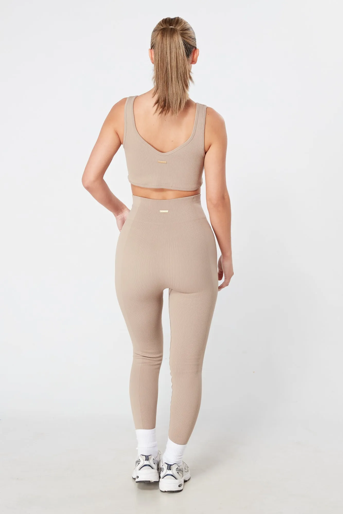 Twill Active Ribbed Legging - MOCHA