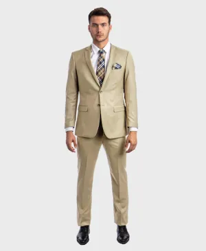 Two Button Tan Slim Fit Suit