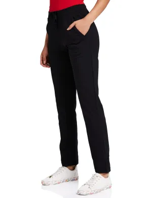 Van Heusen Women Straight Fit Lounge Pants - Cotton Elastane - Smart Tech , Easy Stain Release, Moisture Wicking, Ultra Soft_55303_Black_L