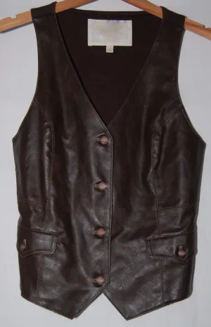 Women's Dark Brown Genuine Leather Vest WV07