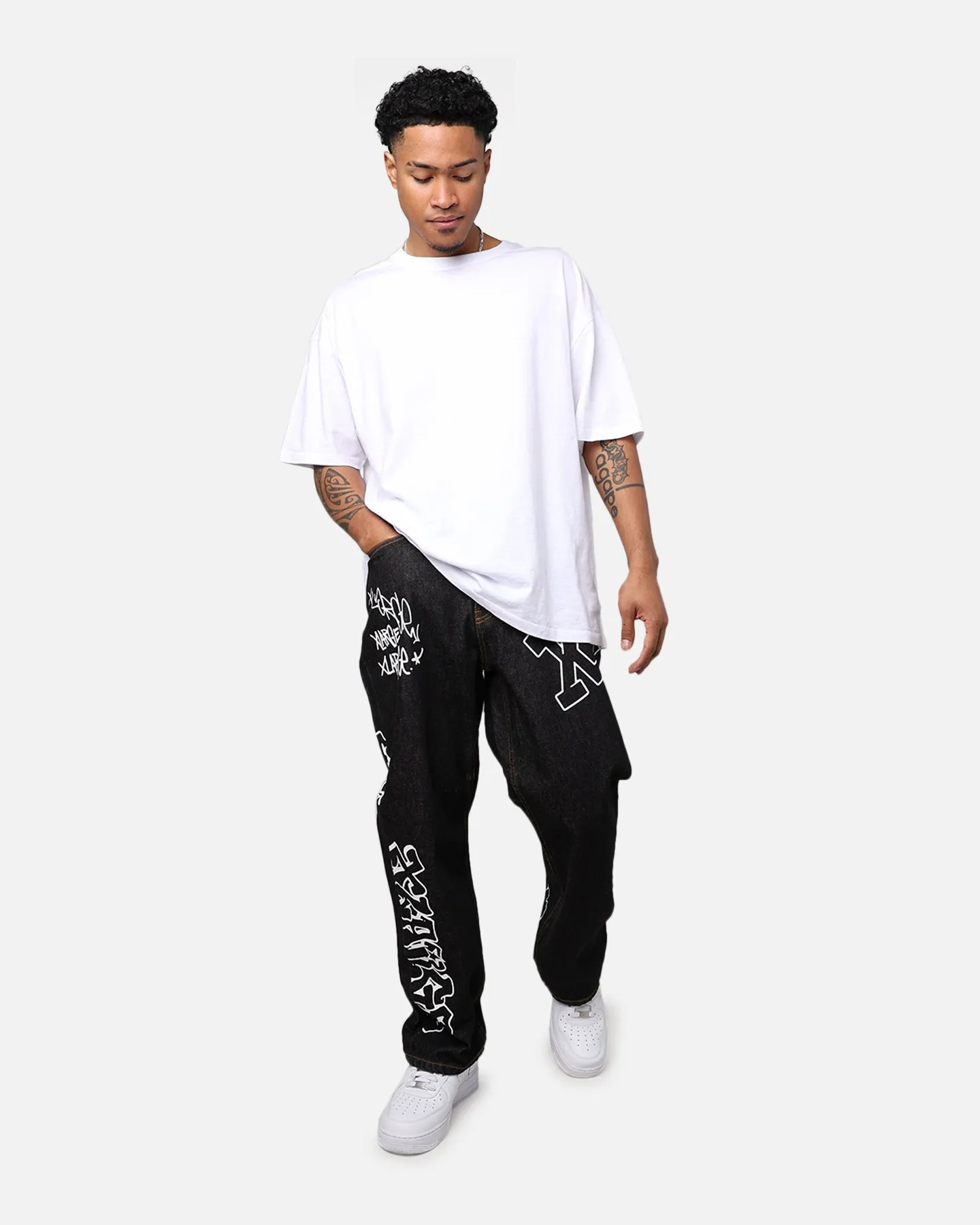 X-Large Graffiti Denim Jeans Black