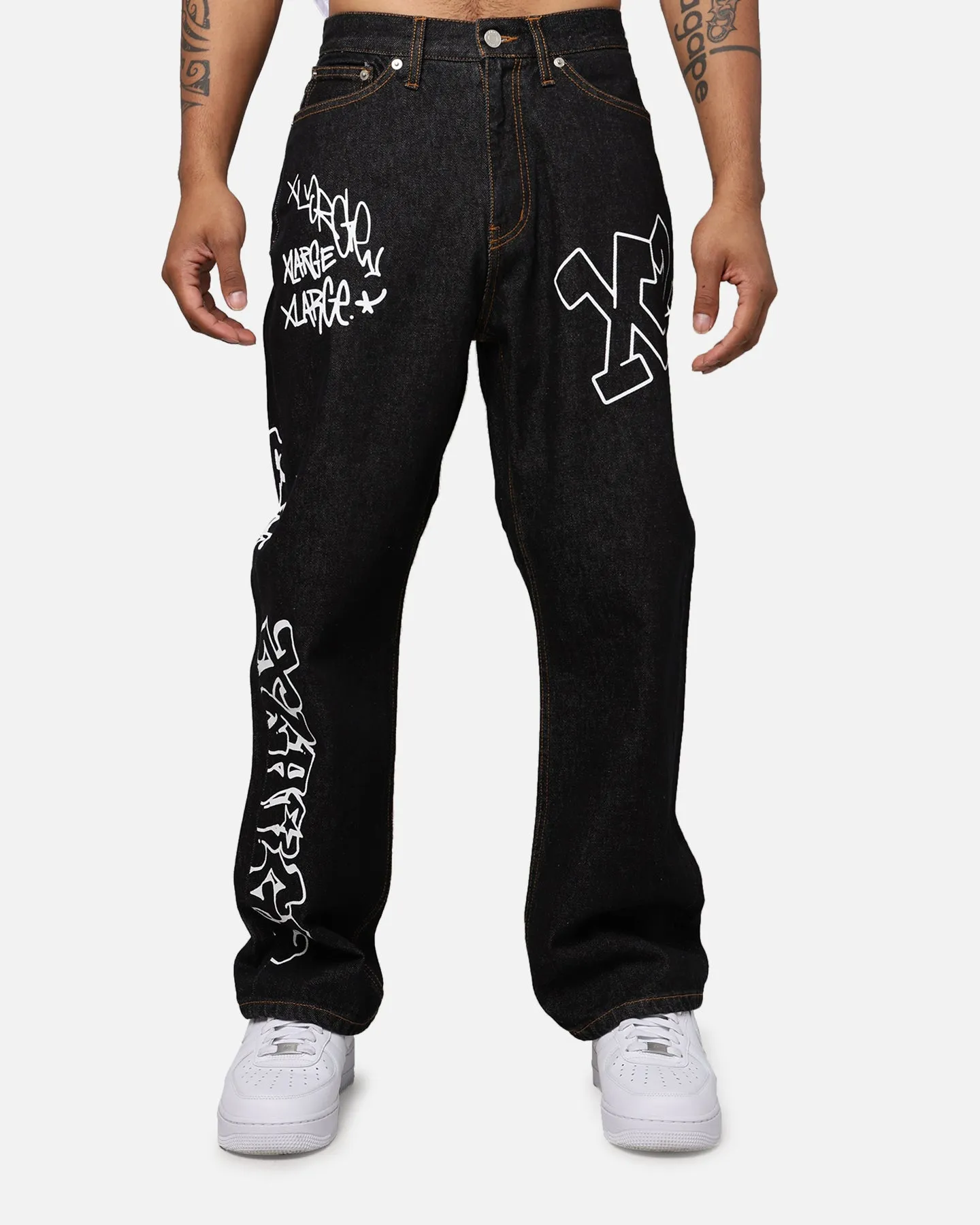 X-Large Graffiti Denim Jeans Black